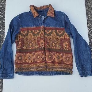 Coldwater Creek Vintage Denim Tapestry Jacket Medium